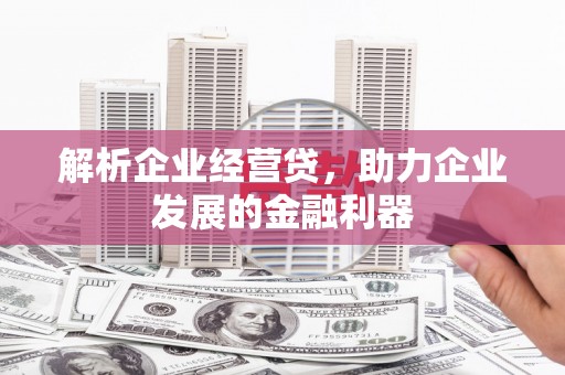 成都解析企业经营贷，助力企业发展的金融利器